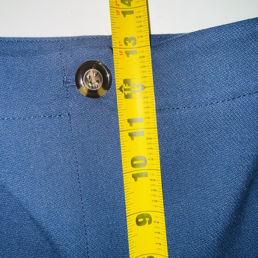 Ann Taylor Women's Blue Wide Leg Crop Pants Sz 14 High Rise Crepe Trousers EUC - Picture 7 of 8
